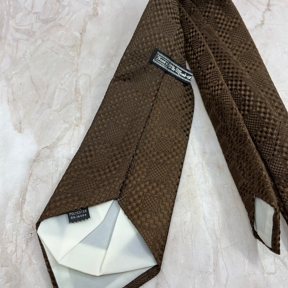 Retro Men's Sears The Men's Store Geometric Polyester Brown Necktie Tie TG9-T2 - Picture 2 of 2